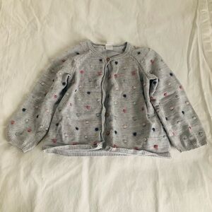 H&M Gray Kids Cardigan with Pink and Blue Dots & Strips
